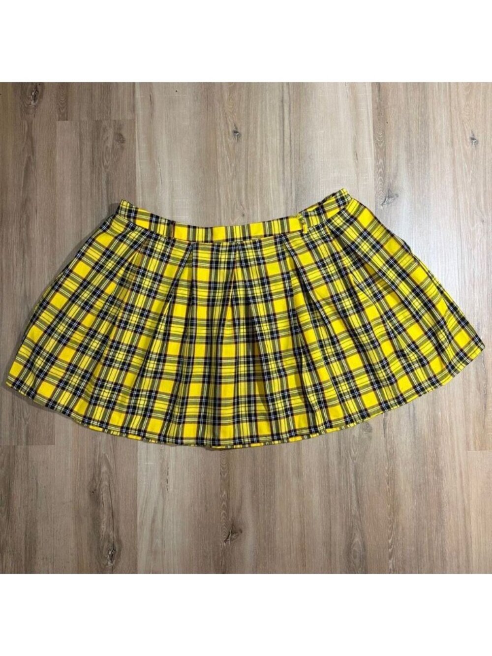 Hot Topic Yellow Black Tartan Pleated Mini Skirt Sz 3 Y2K Alt Goth Emo Pop Punk